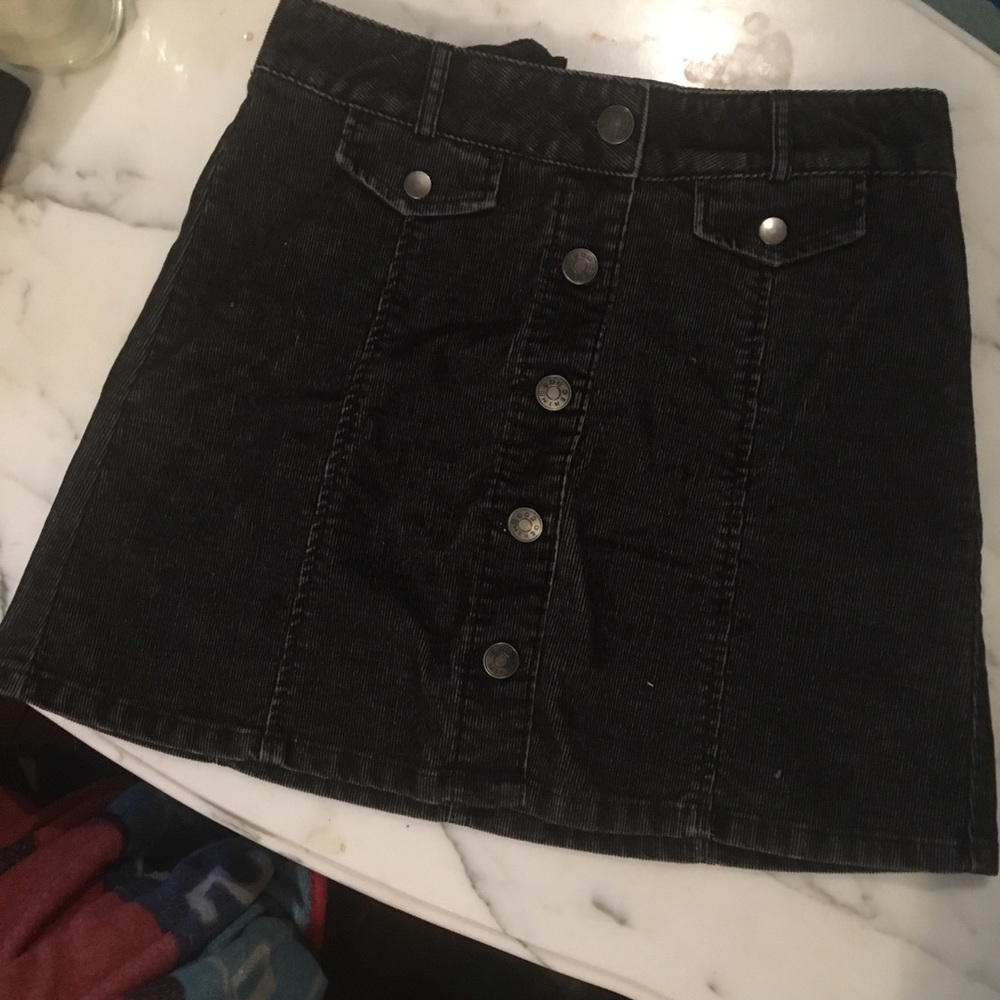 Black button up corduroy skirt